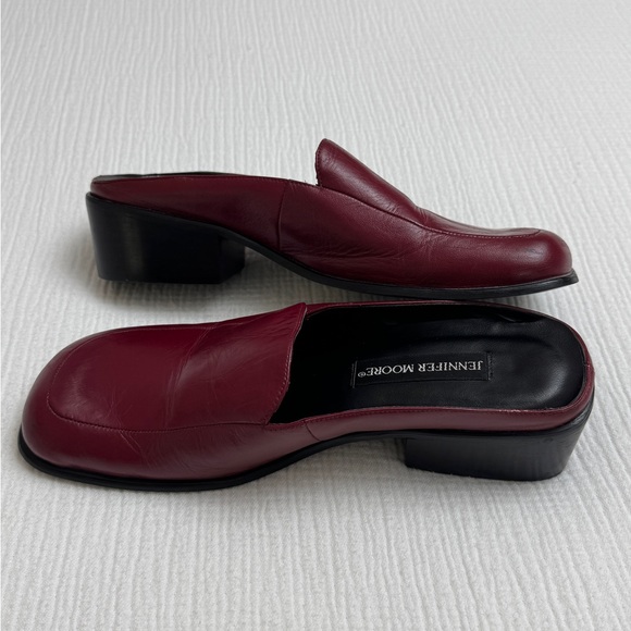 Vintage Y2K Deep Maroon Red Leather Slip On Mules Size 8.5 Retro Fall Classic - Picture 8 of 12